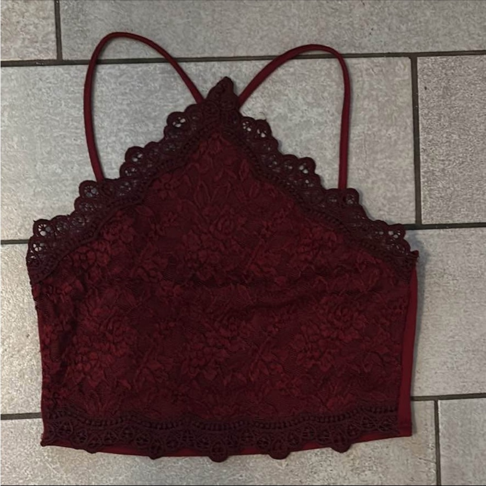 Lace Burgundy Crop Top